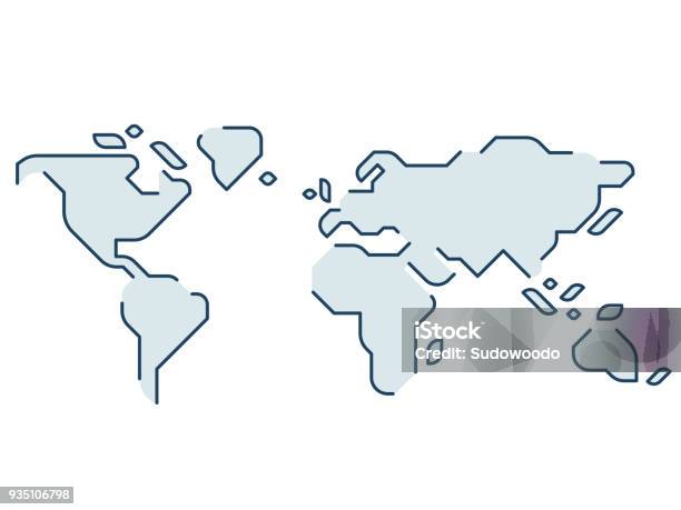 Stylized World Map Stock Illustration - Download Image Now - World Map, Globe - Navigational Equipment, Sparse