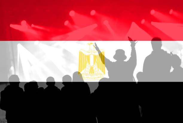 istock Football fans with blending Egypt flag 935110106