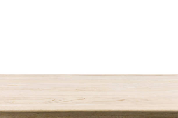 istock Wood table top isolated on white background 935110126