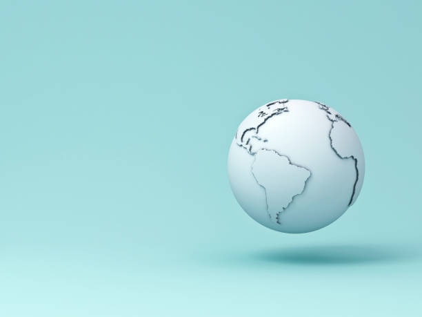 istock White earth globe isolated on light blue pastel color background with shadow 935128312