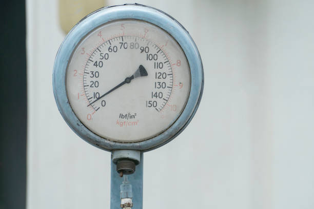 istock Old blue pressure gauge on day ligth 935135812