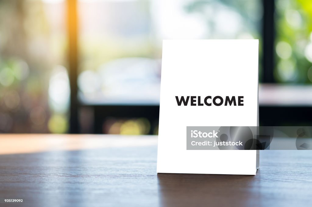 WELCOME Concept Communication Business open welcome to the team Teamwork Greeting Stock Photo