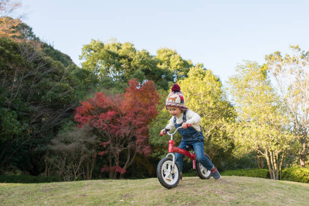 istock Little girl playing with bicycle 935141990