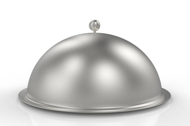 Silver Restaurant Cloche isolated on white
