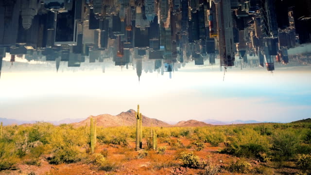 Desert and Upside down City Fantasy Concept 4k