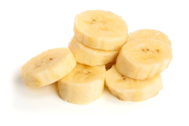 istock banana sliced isolated on white background. Top view. Flat lay 935165340