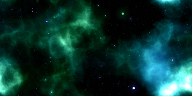 istock Green Clouds on Night Sky Galaxy Background. Abstract Cosmos Infinity Texture. 3D Rendering. 3D Illustration. 935167912