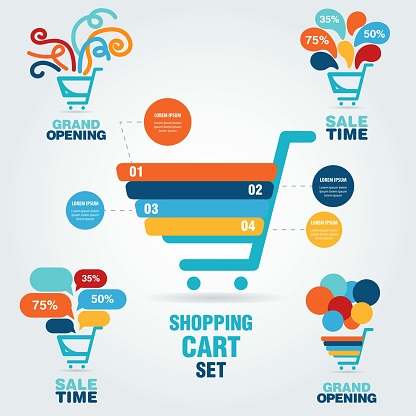 Shopping cart vector set