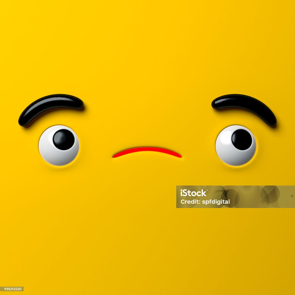 3d Render Abstract Emotional Sad Face Icon Sorrow Disappointed ...