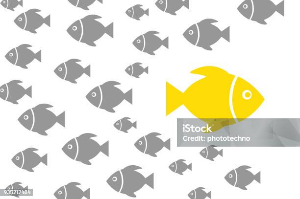 Going Your Own Way Concepts Stock Illustration - Download Image Now - Fish, Standing Out From The Crowd, Icon Symbol