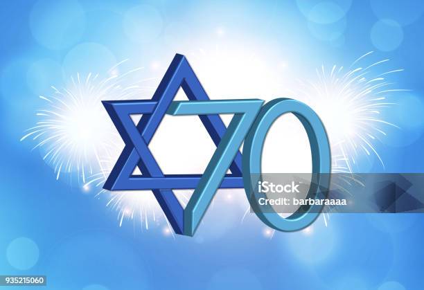 Israel 70th Independence Day Celebration Yom Haatzmaut With Clipping Path Fireworks Background Stock Photo - Download Image Now