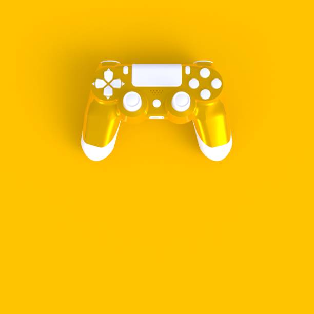 istock Joystick abstract minimal yellow background, Gaming concept, 3d rendering 935217722