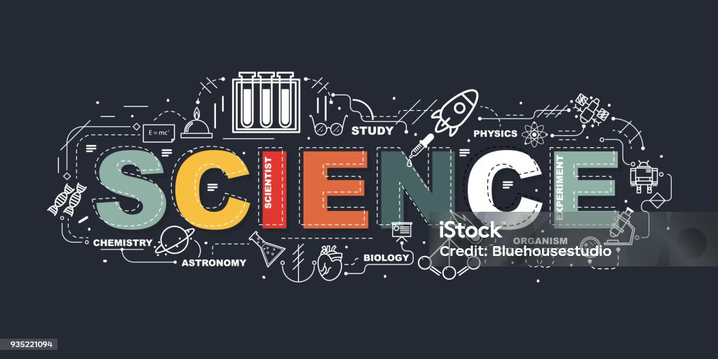 단어 과학 웹사이트 배너의 디자인 컨셉입니다 과학에 대한 스톡 벡터 아트 및 기타 이미지 - 과학, Stem-주제, 아이콘 -  Istock