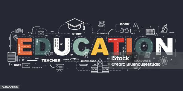 Conception De Site Web Éducatif De Mot Bannière Vecteurs libres de droits et plus d'images vectorielles de Niveau de scolarisation - Niveau de scolarisation, Graphisme d'information, Université