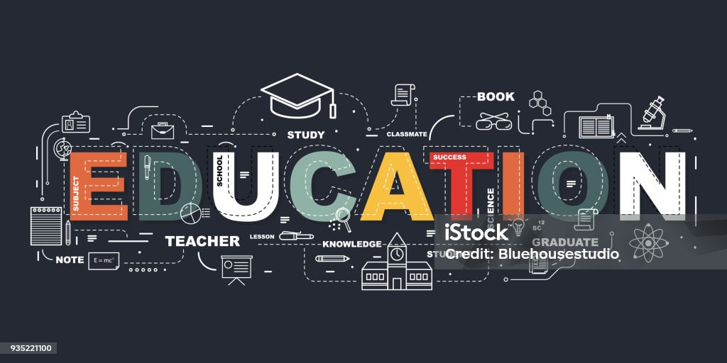 Design Concept Of Word EDUCATION Website Banner. Education stock vector