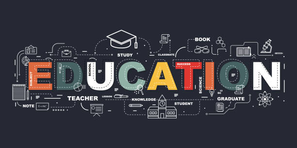 Design Concept Of Word EDUCATION Website Banner. Design Concept Of Word EDUCATION Website Banner. education infographics stock illustrations