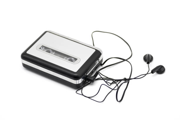 istock Portable Tape Player with earphones isolated on white background 935223384