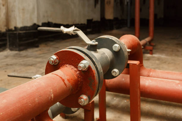 istock Pipes of hot water supply on the technical floor. 935229542