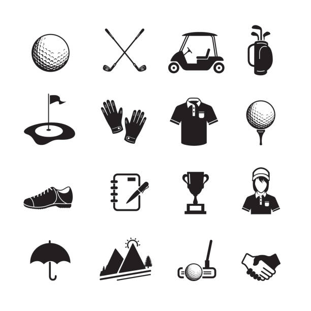 illustrations, cliparts, dessins animés et icônes de icône de golf - golf ball