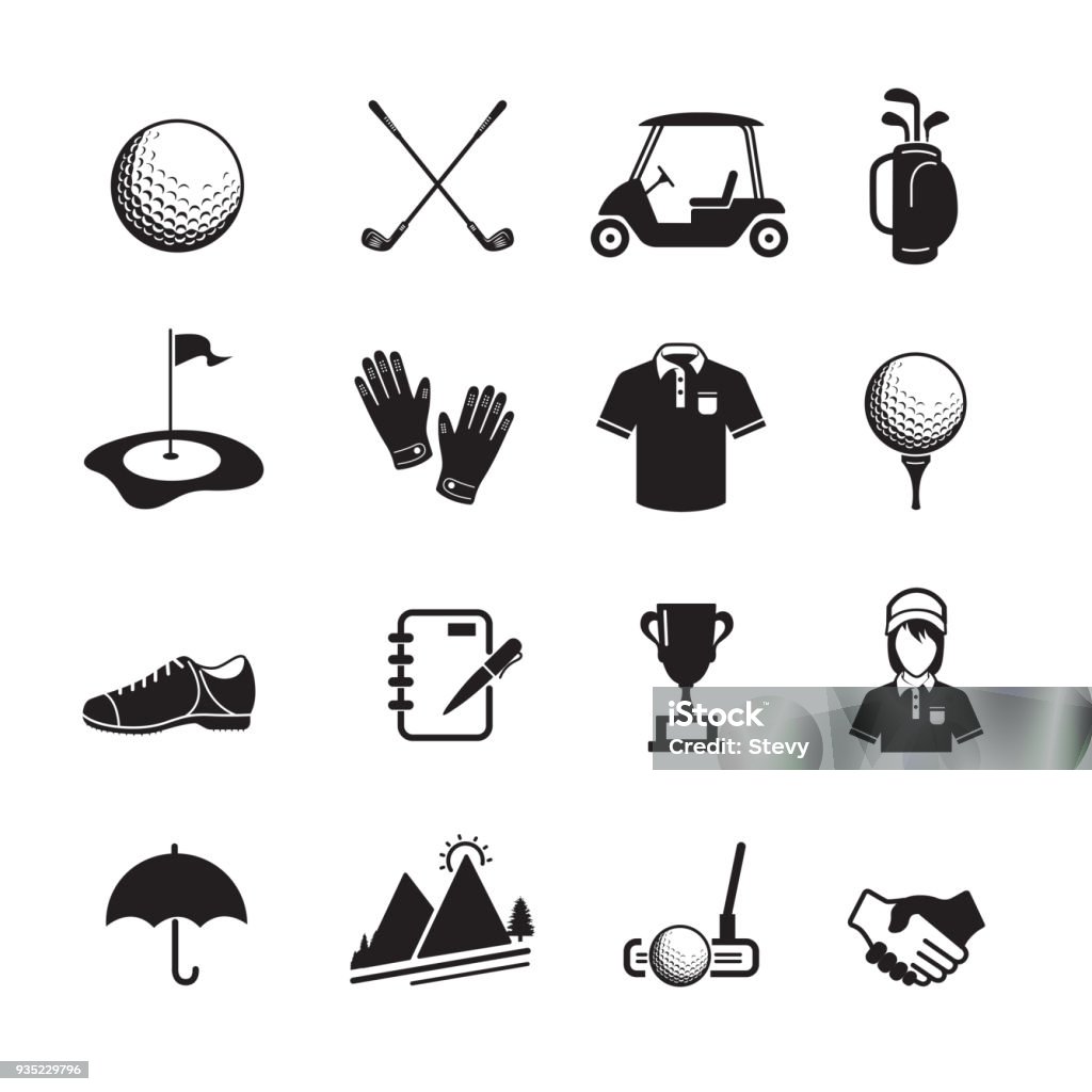 Golf icon Golf icon, set of 16 editable filled, Simple clearly defined shapes in one color. Vector Golf stock vector