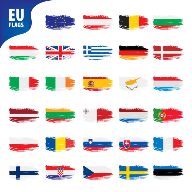 유럽 연합의 깃발 - austria flag europe national flag stock illustrations