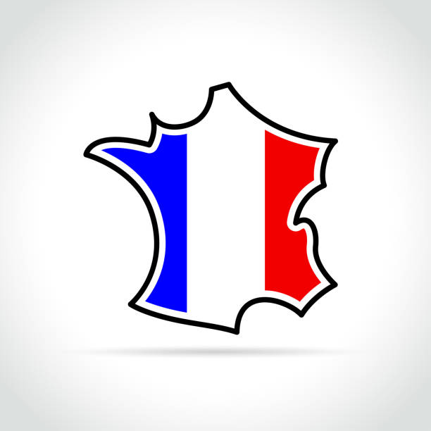 francuska ikona mapy na białym tle - france stock illustrations