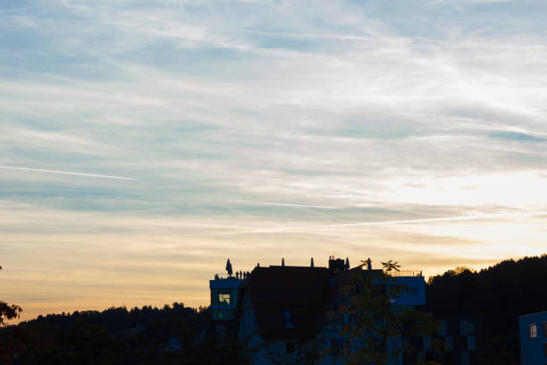 Sunset south Germany Europe historical cityscape Stuttgart schwaebischgmuend Landscape Solar Panels Neighborhood Mountain Hills Beautiful