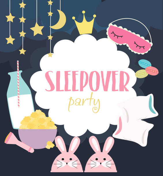 Pajama Sleepover Kids Party Invitation Card Or Poster Template