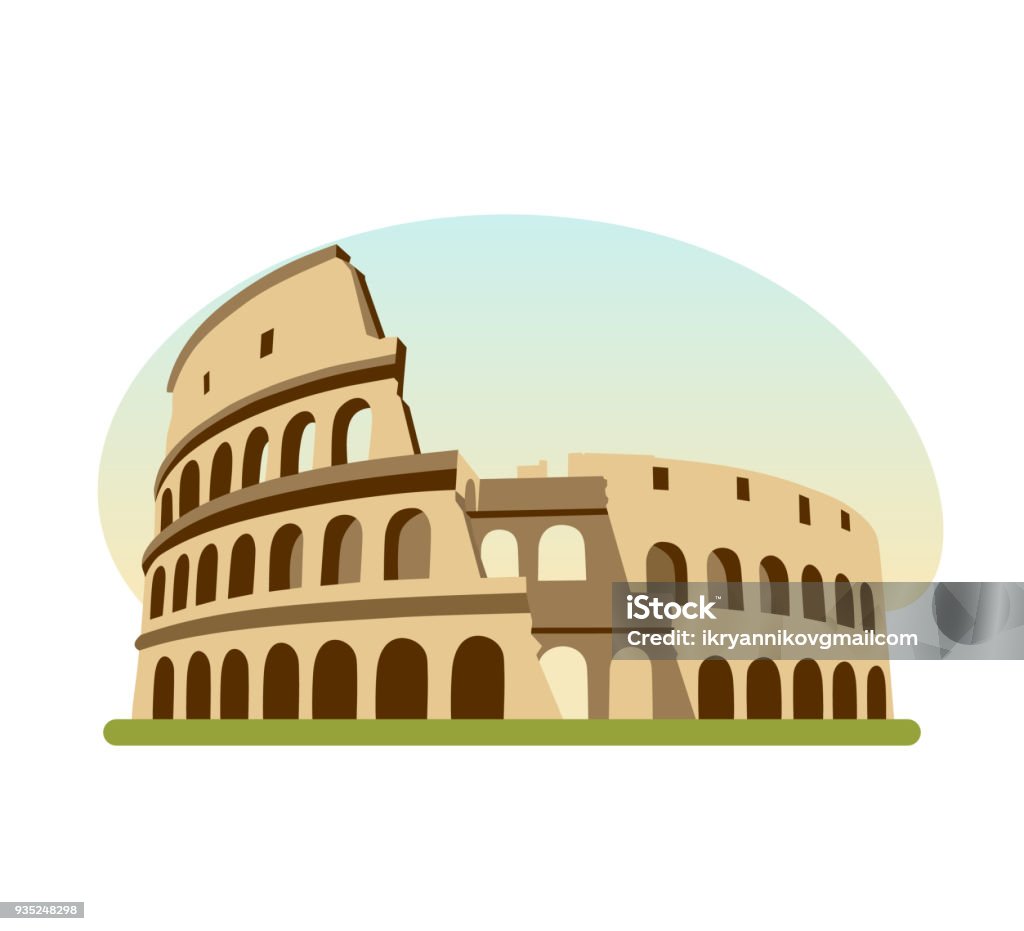 Sehenswürdigkeiten-Ländern. Denkmal des antiken Rom, Kolosseum ist - Lizenzfrei Kolosseum Vektorgrafik