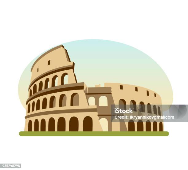 Sehenswürdigkeitenländern Denkmal Des Antiken Rom Kolosseum Ist Stock Vektor Art und mehr Bilder von Kolosseum