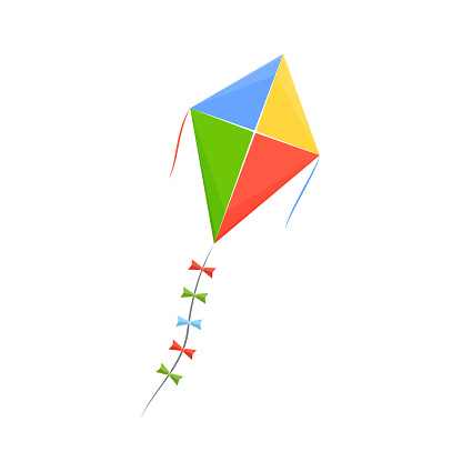Modern Colorful Children S Toy In Form Colored Kite On String Stock  Illustration - Download Image Now - iStock