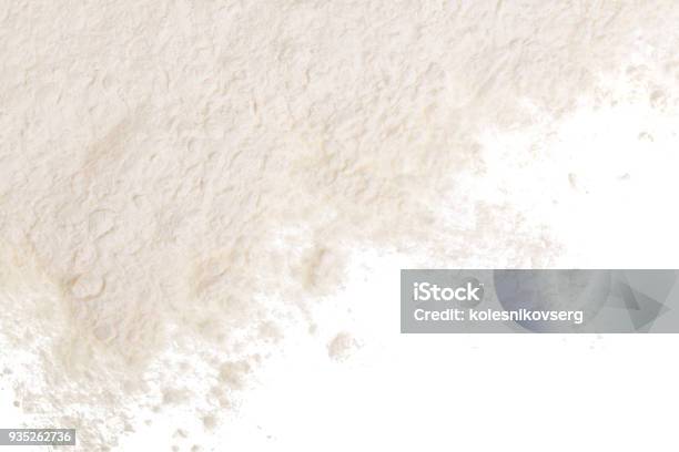 Pile Of Flour Isolated On White Background With Copy Space For Your Text Top View Flat Lay Stock Photo - Download Image Now