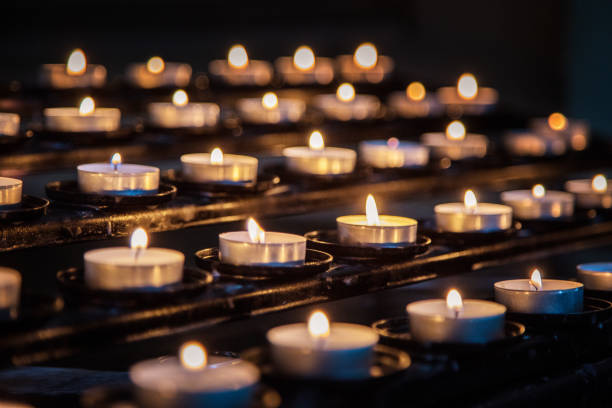 Background with red lights and candles