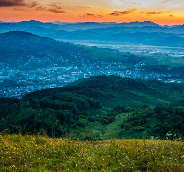 istock Horizontal panorama with the city. Altai. Russia 935277840