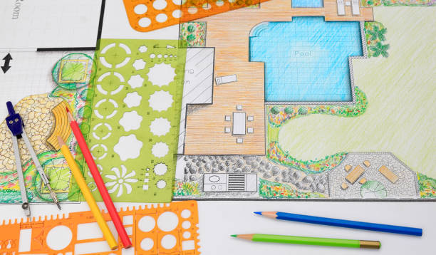 istock Landscape architect design backyard patio plan for villa 935277860