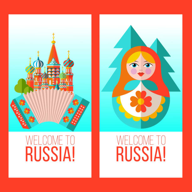 ilustrações de stock, clip art, desenhos animados e ícones de welcome to russia. vector illustration. - church greeting welcome sign sign