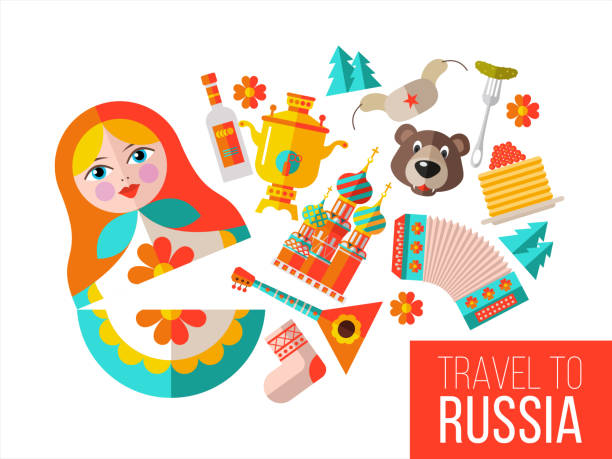 ilustrações de stock, clip art, desenhos animados e ícones de welcome to russia. vector illustration. - church greeting welcome sign sign