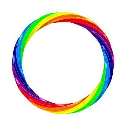 Twisted rainbow ring on white background. isolated 3d illustration