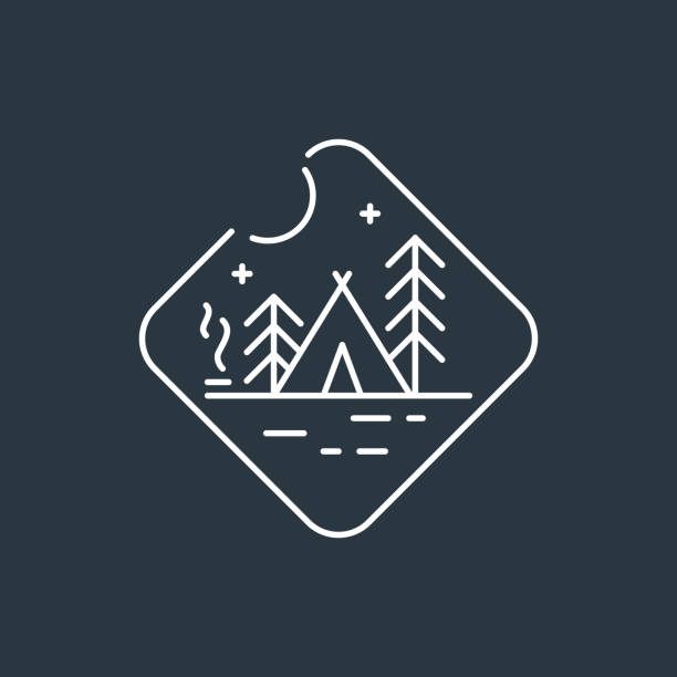 biwakowanie odznakami - outline hiking woods forest stock illustrations