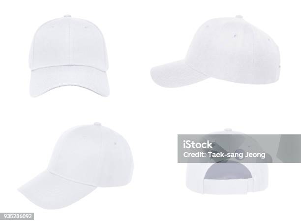 Blank Baseball Cap 4 View Color White Stock Photo - Download Image Now - Cap - Hat, White Color, Baseball Cap