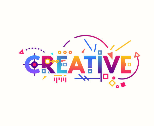 ilustraciones, imágenes clip art, dibujos animados e iconos de stock de letras creativas de gradiente - creativity