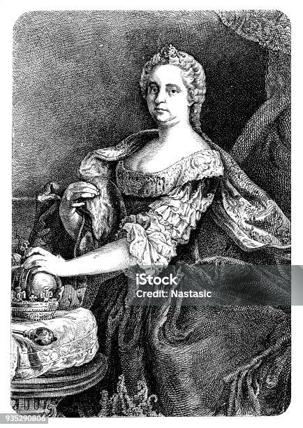 Maria Theresa Austrian Queen Stock Illustration - Download Image Now - Empress Maria Theresa Of Austria, Empress, Grand Duchess Maria Teresa