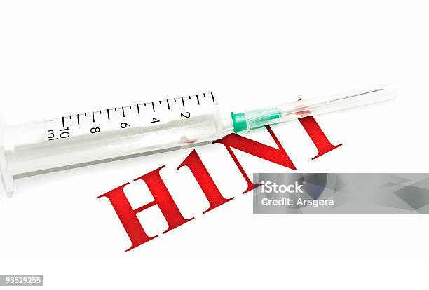 Swine Flu H1n1 Syringe And Red Alert Stock Photo - Download Image Now - Abstract, Advice, Alertness