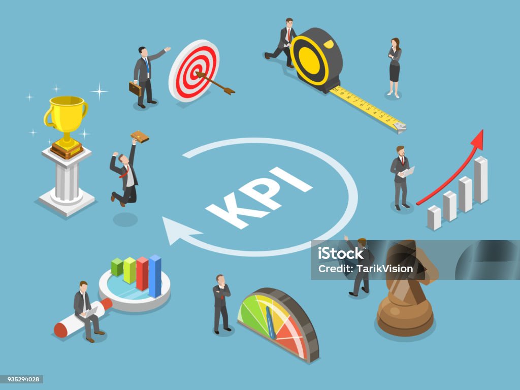 Kpi Scale Image Kpi Flat Isometric Vector Concept Stock Illustration - Download Image ...