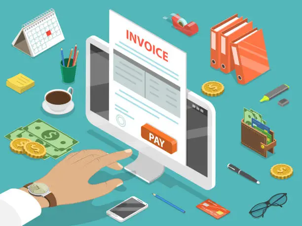 Vector illustration of Invoice flat isometric vector concept.