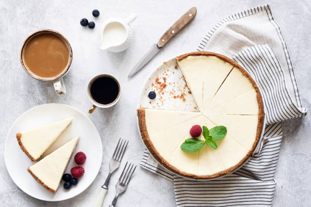 istock Classic New York Cheesecake And Coffee, Top View 935294564