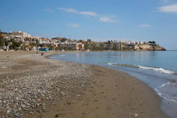 La Cala del Moral playa east of Malaga and a beach near to Rincon de la Victoria on the Costa del Sol Spain