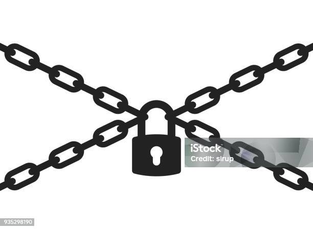 Padlock And Metal Chain Icon Stock Illustration - Download Image Now - Chain - Object, Lock, Locking