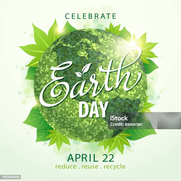 Earth Day Green Globe Stock Illustration - Download Image Now - Earth Day, Vector, Abstract