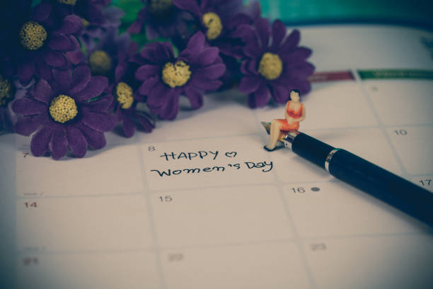 istock Happy women's day note on calendar book. 935300860